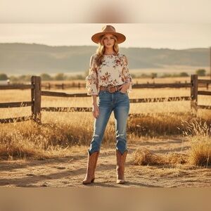 Floral Ruffle Sleeve Top